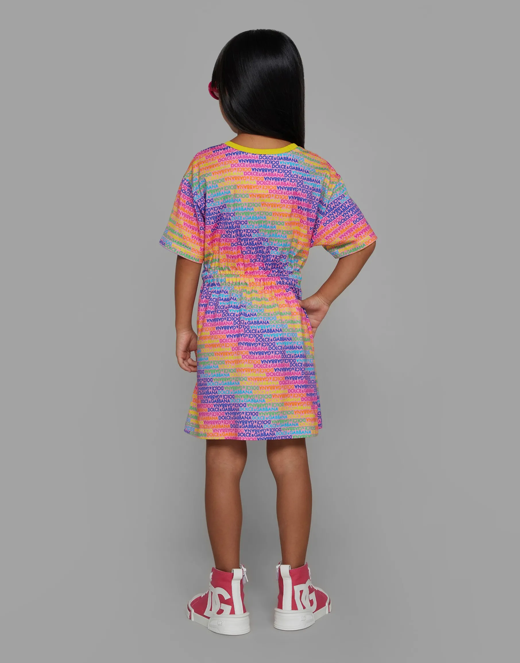 Jersey dress with all-over logo print