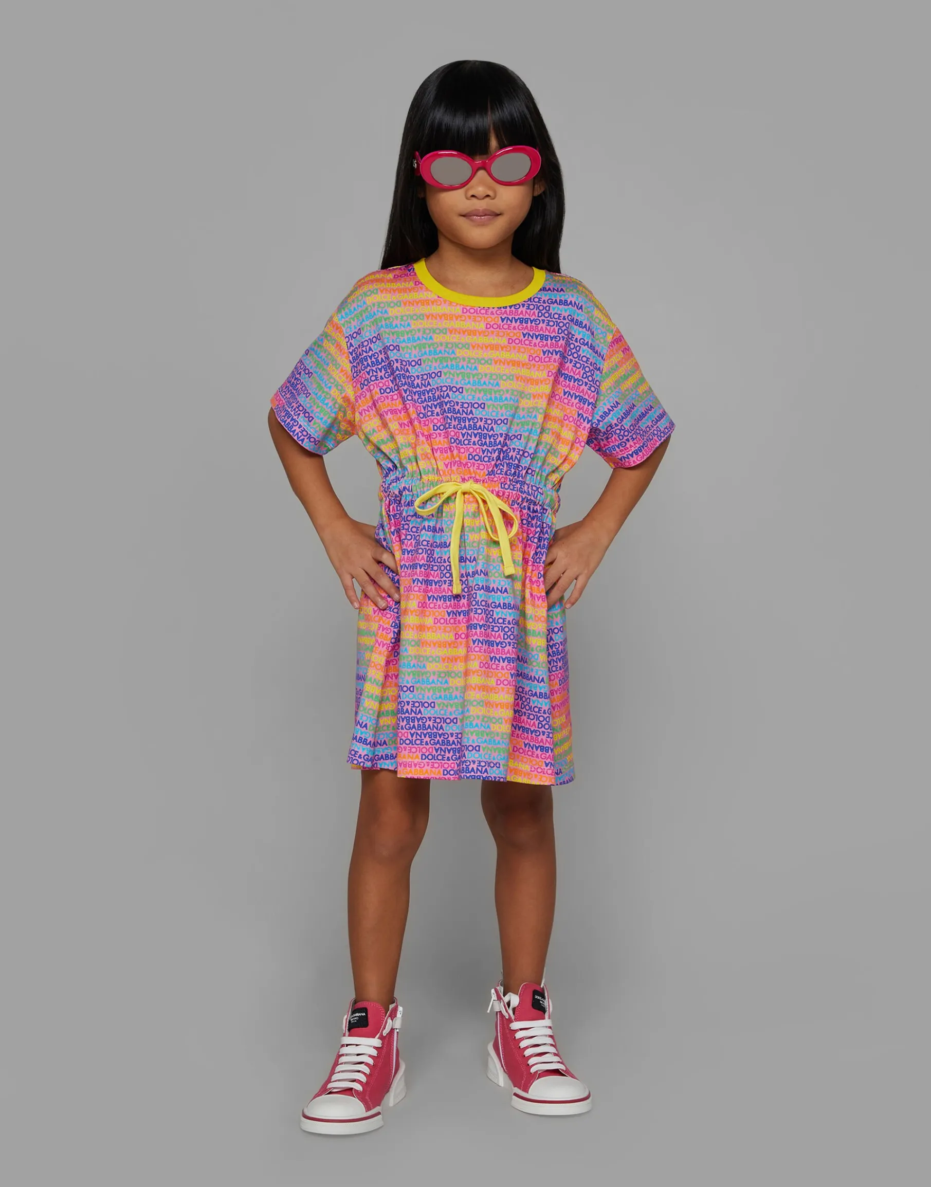 Jersey dress with all-over logo print