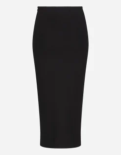 Jersey full Milano calf-length skirt
