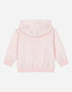 Jersey hoodie all-over logo print and patch
