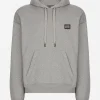 Jersey hoodie with branded tag