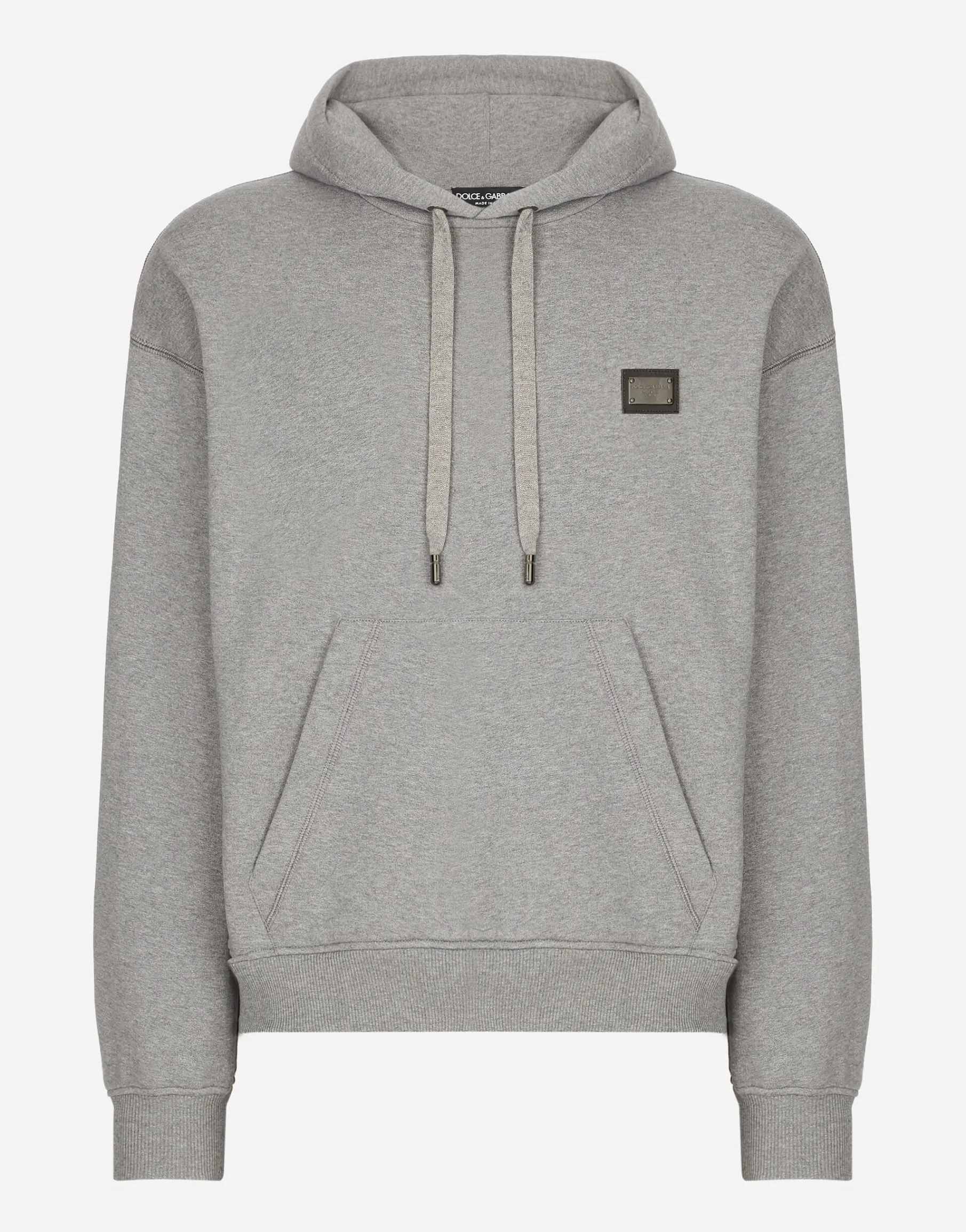 Jersey hoodie with branded tag