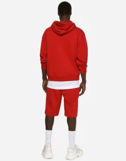Jersey hoodie with branded tag