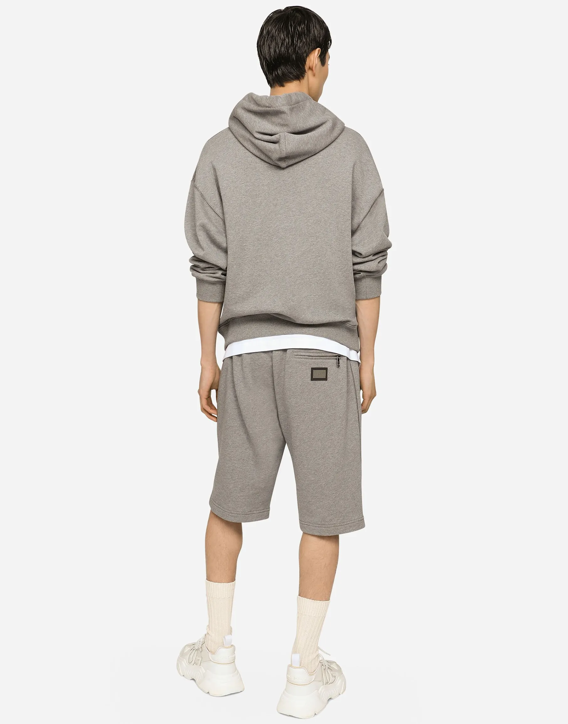 Jersey hoodie with branded tag