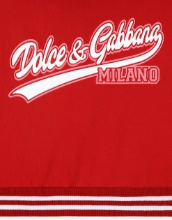 Jersey hoodie with branded tag and Dolce&Gabbana logo