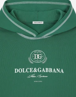 Jersey hoodie with contrasting stitching and Dolce&Gabbana logo