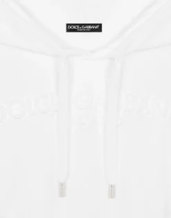 Jersey hoodie with embossed logo