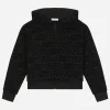 Jersey hoodie with flocked print