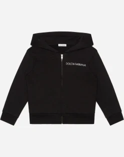Jersey hoodie with logo embroidery