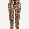 Jersey jogging pants with leopard print