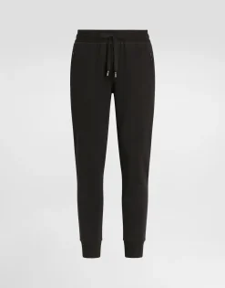 Jersey jogging pants with branded tag