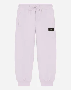 Jersey jogging pants with logo tag