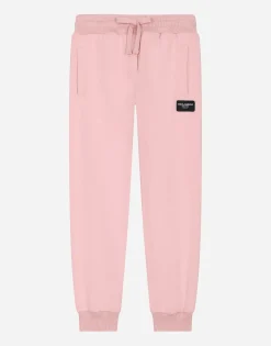 Jersey jogging pants with logo patch