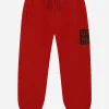 Jersey jogging pants with logo patch