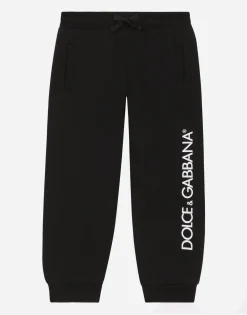Jersey jogging pants with logo print