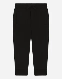 Jersey jogging pants with logo tag