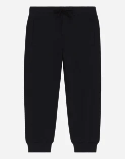 Jersey jogging pants with logo tag