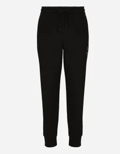 Jersey jogging pants with embroidery