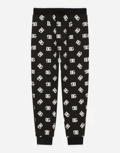 Jersey jogging pants with DG logo print