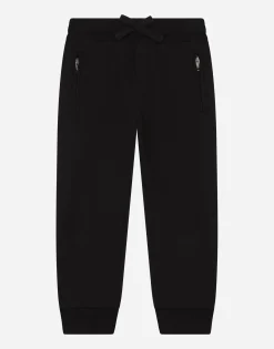 Jersey jogging pants with logo embroidery