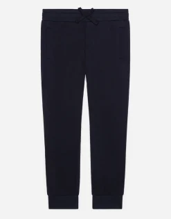 Jersey jogging pants with logo plate