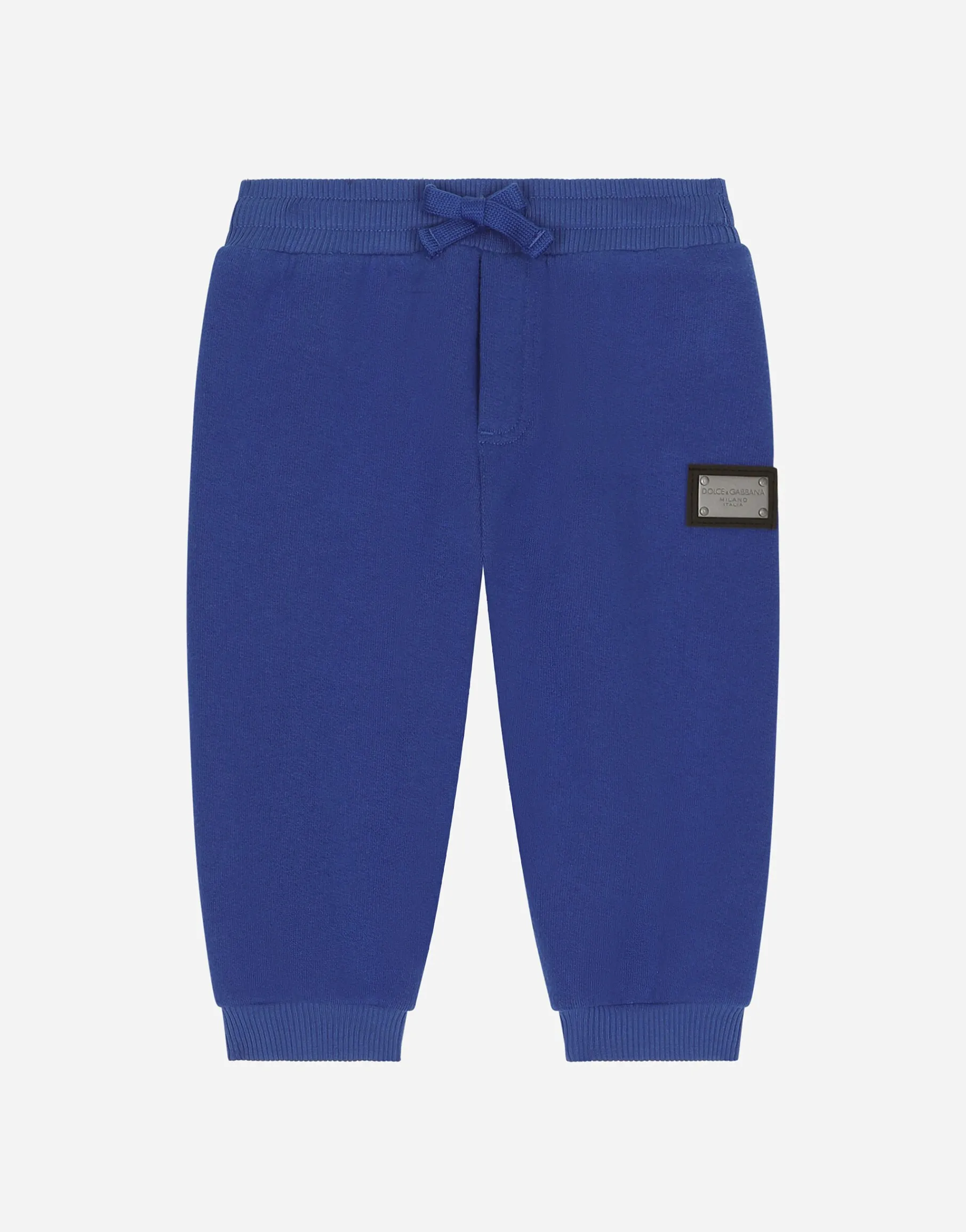 Jersey jogging pants with logo tag