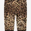 Jersey jogging pants with leopard print