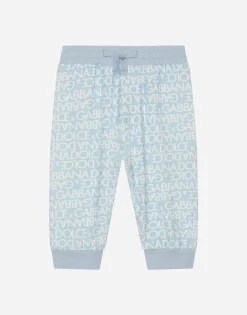 Jersey jogging pants with all-over logo print