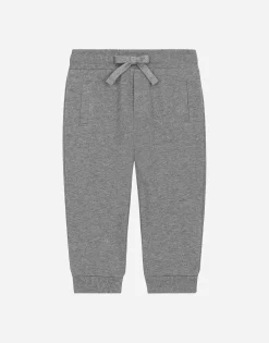Jersey jogging pants with logo tag