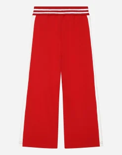 Jersey jogging pants with logo tag