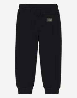 Jersey jogging pants with logo tag