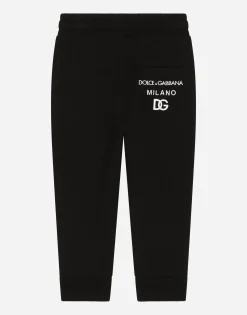 Jersey jogging pants with logo embroidery