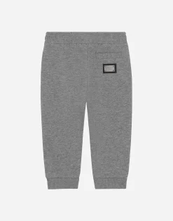 Jersey jogging pants with logo tag