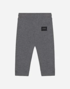 Jersey jogging pants with logo plate
