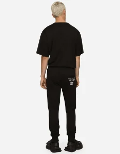 Jersey jogging pants with DG embroidery