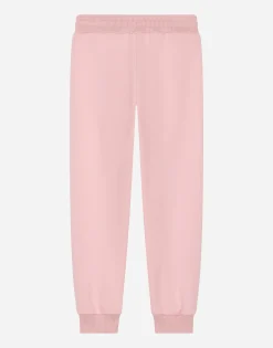 Jersey jogging pants with logo patch