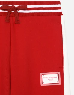 Jersey jogging pants with logo tag