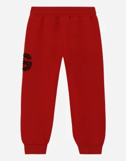 Jersey jogging pants with logo patch