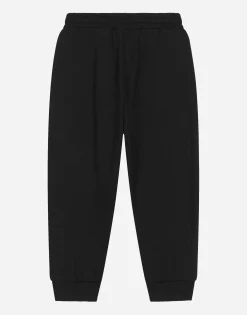 Jersey jogging pants with all-over flocked print