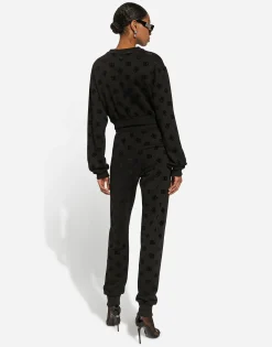 Jersey jogging pants with flocked DG logo print