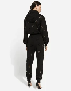 Jersey jogging pants with cut-out and DG logo