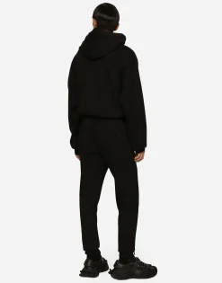 Jersey jogging pants with embroidery