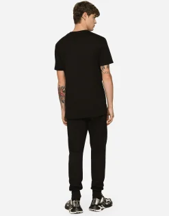 Jersey jogging pants with DG logo print