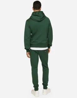 Jersey jogging pants with branded tag