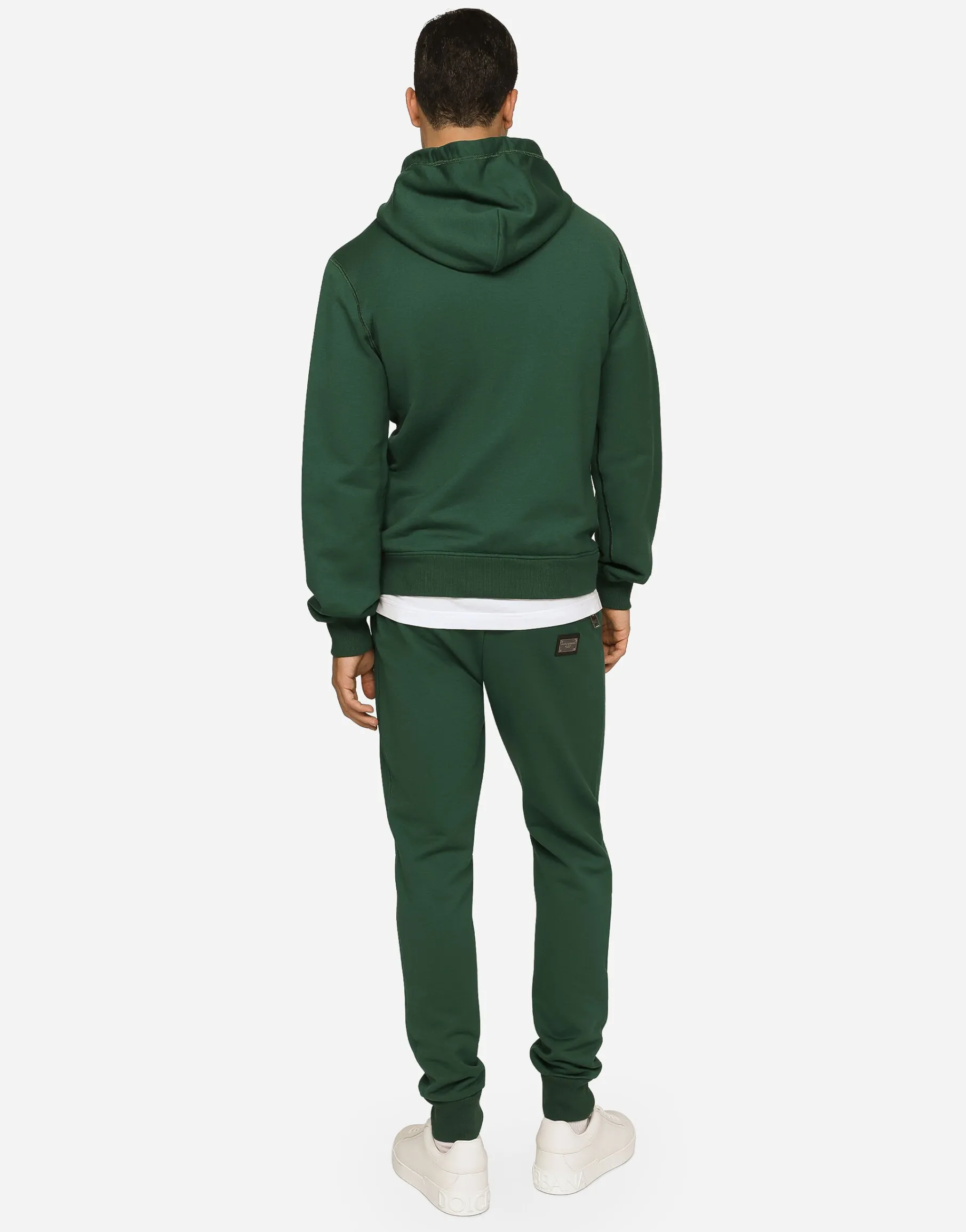 Jersey jogging pants with branded tag