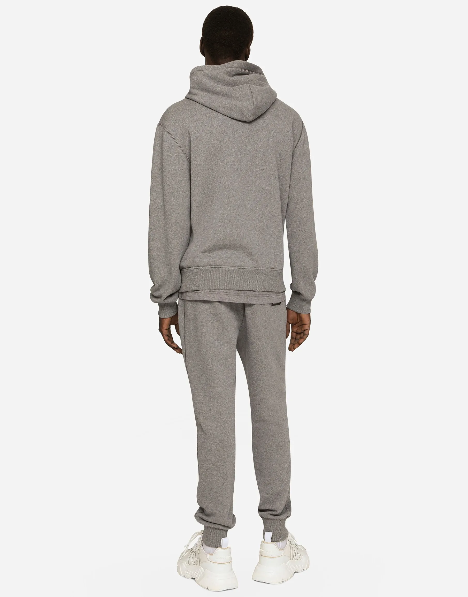 Jersey jogging pants with branded tag