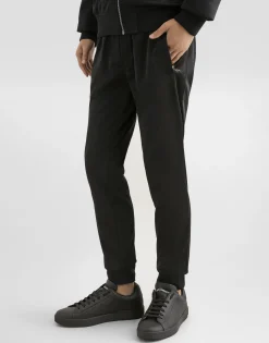 Jersey jogging pants with branded tag
