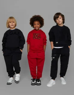 Jersey jogging pants with logo patch