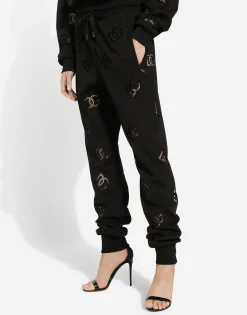 Jersey jogging pants with cut-out and DG logo