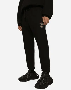 Jersey jogging pants with embroidery